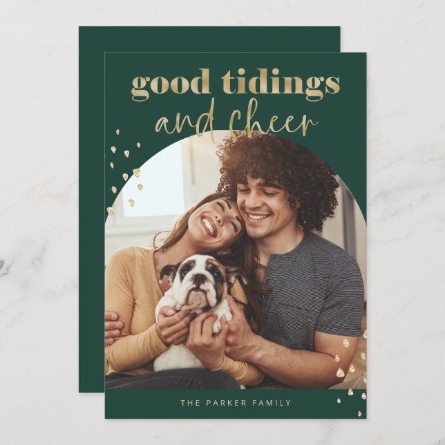 Fröhliche Imitate Gold | Ein Foto Weihnachten (Vorne/Hinten)