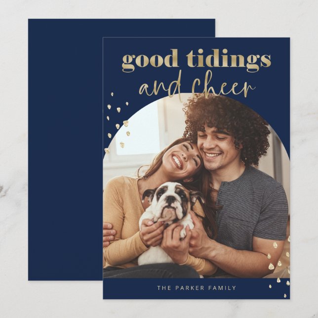 Fröhliche Imitate Gold | Ein Foto Weihnachten (Vorne/Hinten)