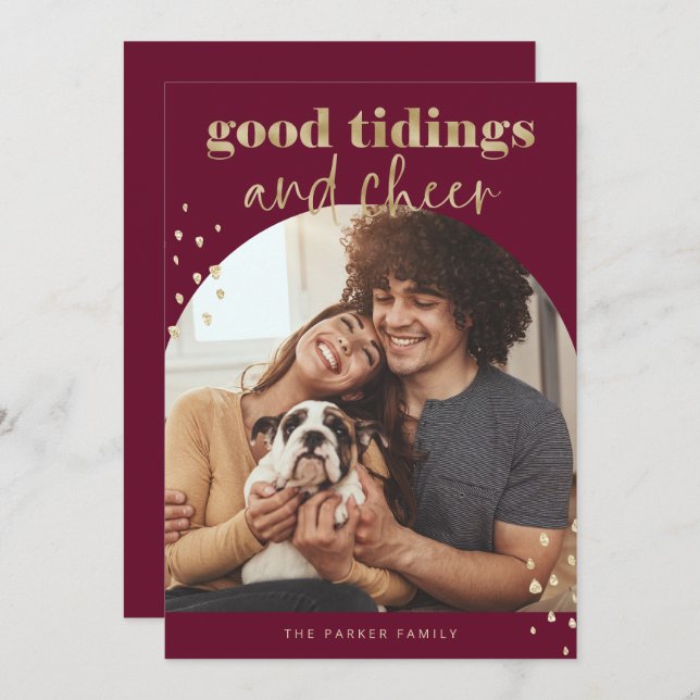 Fröhliche Imitate Gold | Ein Foto Weihnachten (Vorne/Hinten)