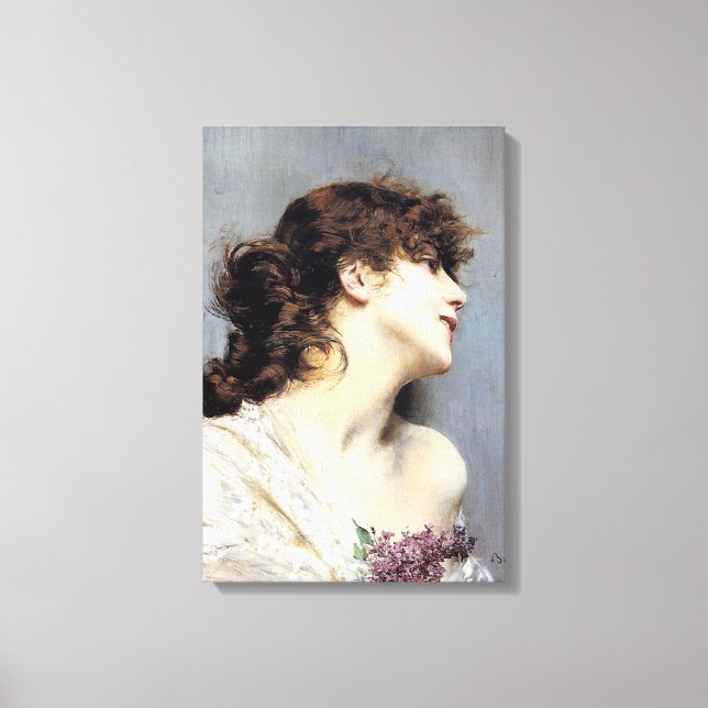 Fröhliche junge Frau lächelnd (von Giovanni Boldin Leinwanddruck (Vorderseite)