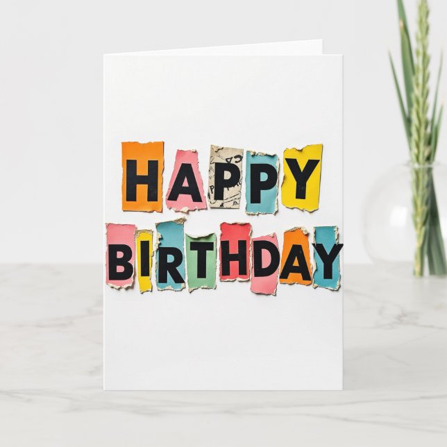 Fröhliche Karte mit zerrissenem Papier (Vorderseite)