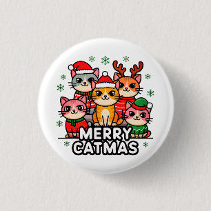 Fröhliche Katz Weihnachten Lustiges Weihnachten Button