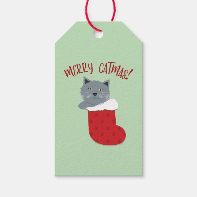 Fröhliche Katz Weihnachts Geschenkanhänger (Vorderseite)