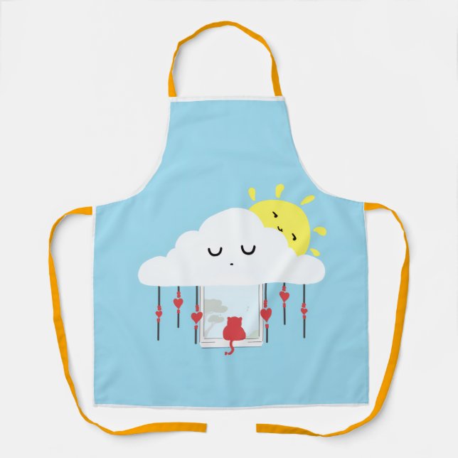 Fröhliche Katze & Sonnige Wolke Apron Schürze (Vorderseite)