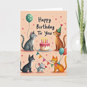 Fröhliche Katzen-Party-Karte Karte
