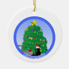 Fröhliche Katzen-Weihnachten Keramik Ornament