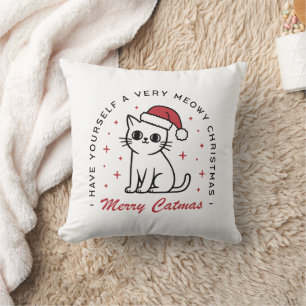 Fröhliche Katzen Weihnachts-Katze rot ästhetisch Kissen