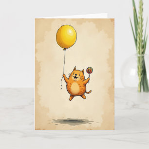 Fröhliche Katzenballonkarte Karte