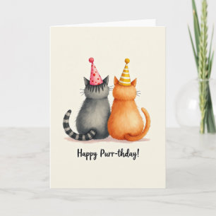Fröhliche Katzenfreunde-Partyhut-Karte Karte