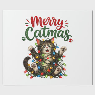 Fröhliche Katzenweihnachten Lustige Katzen Weihnac Geschenkpapier