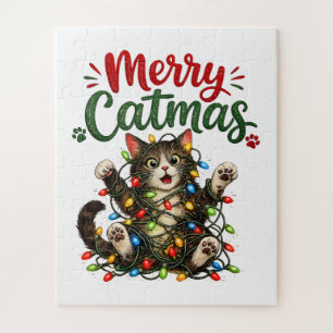 Fröhliche Katzenweihnachten Lustige Katzen Weihnac Puzzle