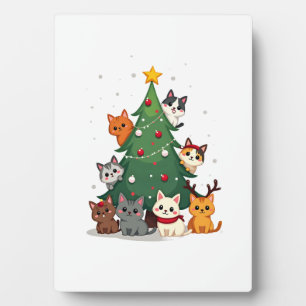 Fröhliche Katzenweihnachten Lustiger Weihnachtsbau Fotoplatte
