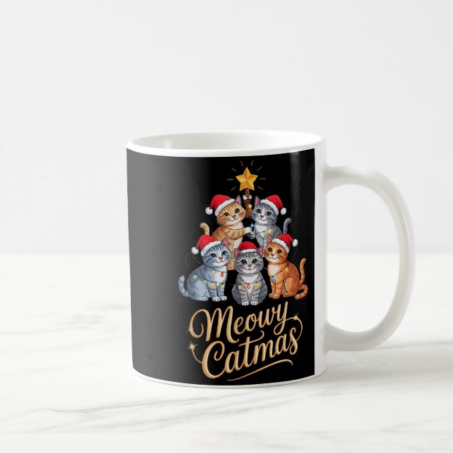 Fröhliche Katzenweihnachten Lustiger Weihnachtsbau Kaffeetasse (Rechts)