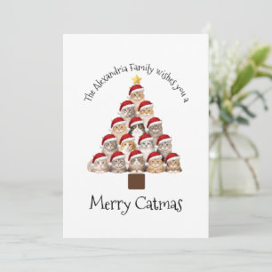 Fröhliche Katzenweihnachten Personalisierte Famili Feiertagskarte