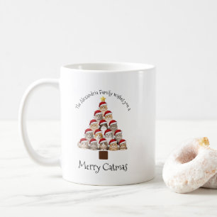 Fröhliche Katzenweihnachten Personalisiertes Famil Kaffeetasse