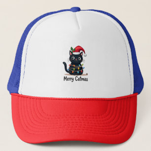 Fröhliche Katzenweihnachten Schwarze Katze Weihnac Truckerkappe
