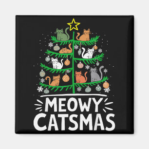 Fröhliche Katzenweihnachten Weihnachtsbaum Lustige Magnet
