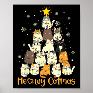 Fröhliche Katzenweihnachten Weihnachtsbaum Xmas Mä Poster