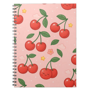 Fröhliche Kawaii Cherry Muster Illustration Notizblock