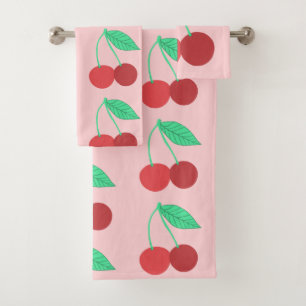 Fröhliche Kirschen Fruchtig Rosa Badhandtuch Set