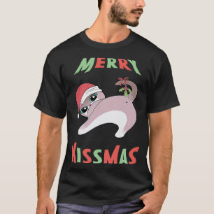 Fröhliche Kissmas Katzenarsch Weihnachten Mistelzw T-Shirt