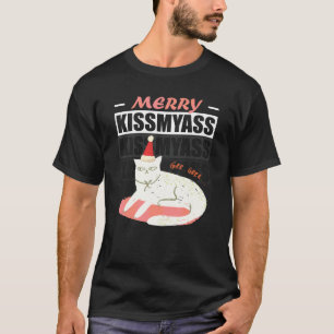 Fröhliche Kissmyass Böse Weihnachtskatze Mit Kaffe T-Shirt