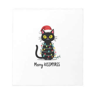 Fröhliche Kissmyass Lustige Katze Weihnachtslichte Notizblock