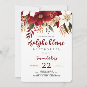 Fröhliche kleine Baby-Party-Weihnachtsstern Blumen Einladung