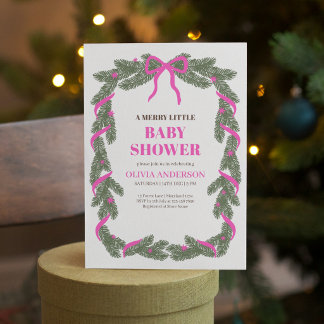 Fröhliche kleine Babyparty Eleganter rosa Bogen Einladung
