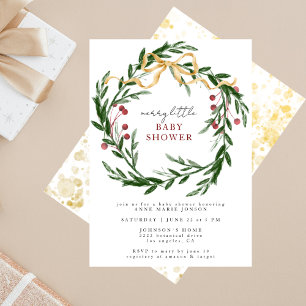 Fröhliche kleine Babyparty Winter Botanik & Gold Einladung
