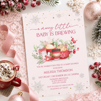 Fröhliche kleine Babyparty zum Weihnachtsbaby wird Einladung
