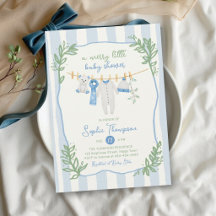 Fröhliche kleine blaue grün gestreifte Babyparty f
