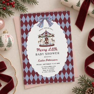 Fröhliche kleine Karussell-Weihnachts-Baby-Shower Einladung