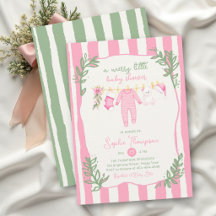 Fröhliche kleine rosa grün gestreifte Mädchen-Baby