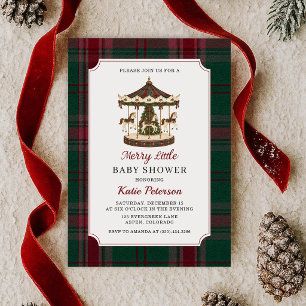 Fröhliche kleine Tartan-Karussell-Weihnachts-Baby- Einladung