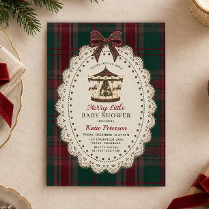 Fröhliche kleine Tartan-Karussell-Weihnachts-Baby- Einladung