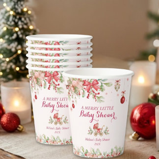 Fröhliche kleine Weihnachten-Rote-Schleife-Baby-Pa Pappbecher