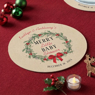 Fröhliche kleine Weihnachts-Baby-Party Runder Pappuntersetzer
