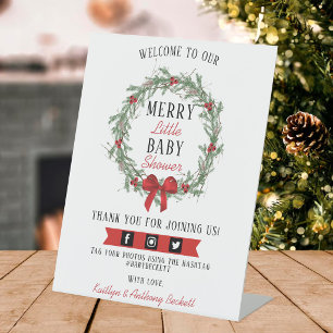 Fröhliche kleine Weihnachts-Baby-Shower-Begrüßung Sockelschild