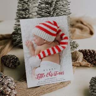 fröhliche kleine Weihnachts-Foto-Geburtsankündigun Feiertagskarte