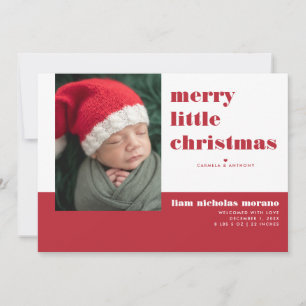 Fröhliche kleine Weihnachts-Geburtsanzeige Feiertagskarte