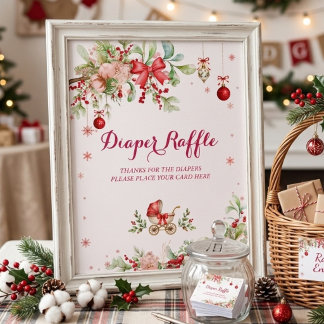 Fröhliche kleine Weihnachts-Windel-Raffel-Baby-Par Poster