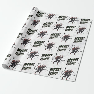 Fröhliche Krampus-Typografie Weihnachtsfeiertag  Geschenkpapier