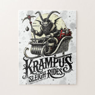 Fröhliche Krampus-Weihnachten Krampus-Schlittenfah Puzzle