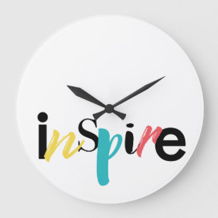 Fröhliche, kreative, moderne Typografie des Inspir Große Wanduhr
