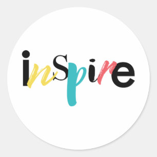 Fröhliche, kreative, moderne Typografie des Inspir Runder Aufkleber
