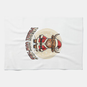 Fröhliche Kuhmas Hochland Kuh Weihnachten T-Shirt  Geschirrtuch