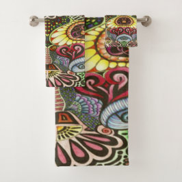 Fröhliche Künstlerische Party Doodle Creation Badhandtuch Set