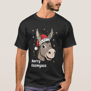 Fröhliche KussMeinHintern Esel Weihnachten Santa L T-Shirt