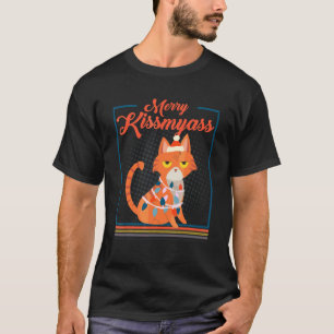Fröhliche Küssmeinhintern Grumpy Weihnachtskatze M T-Shirt